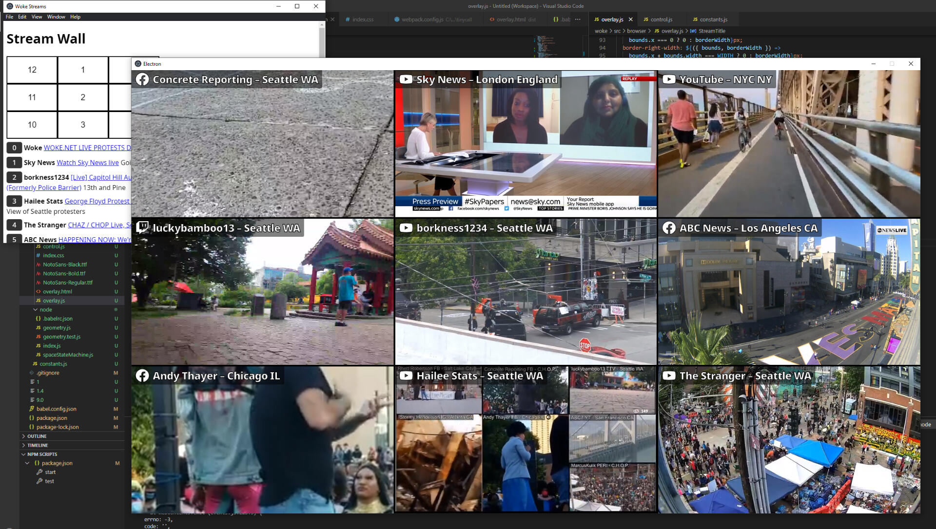 Stream Wall streamwall - open source multiple live stream viewer and management